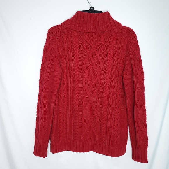 EDDIE BAUER Shawl Collar Chunky Cable Knit Sweater Women's SMALL - Picture 12 of 12